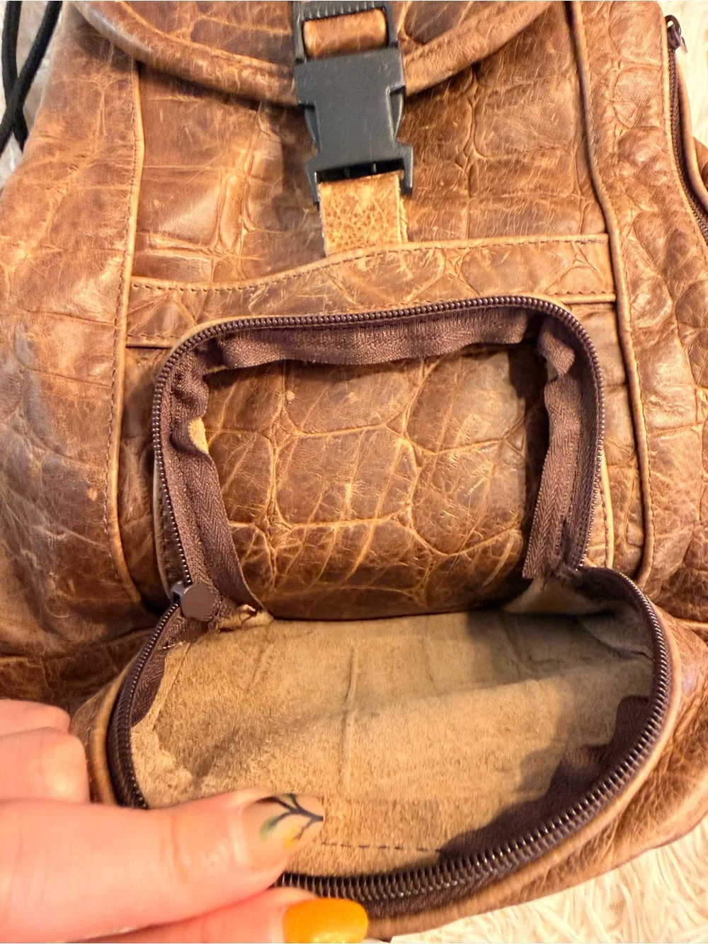 Brown Leather-Texture Men's Backpack